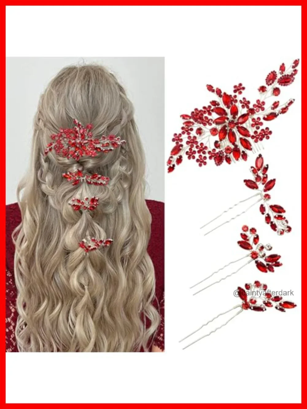 Crystal Wedding Hair Accessories 4pcs Bridal Rhinestone Flower Hair Side Combs